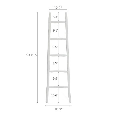White Solid Wood 5-Rung Blanket Ladder