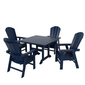 WestinTrends 5 Piece Outdoor Patio Dining Square Table and Curved Back Armchair Set - 1 of 2