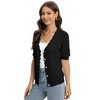 Coolmee Women Short Sleeve Lightweight Cardigan Button Down Open Front V Neck Crochet Knit Bolero Shrugs - 3 of 4
