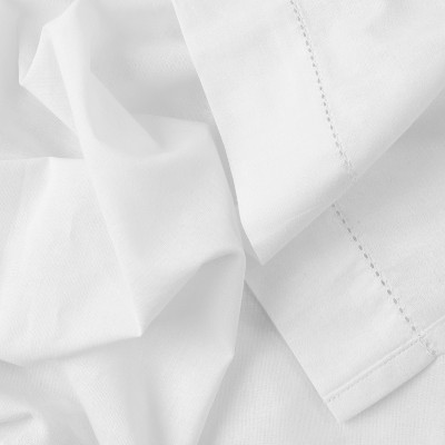 White Cotton Light-Filtering Rod Pocket Swag Curtain Pair