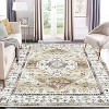 Washable Vintage Medallion Rug Non Slip Oriental Carpet Soft Low Pile Foldable Floor Cover for Living Room Bedroom Dining Room, Brown - 2 of 4