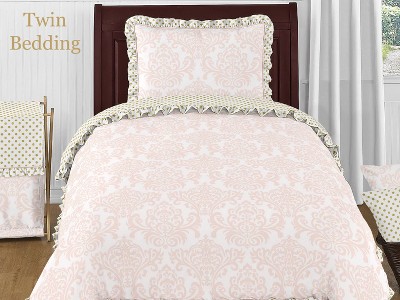 Blush Pink and White Microfiber Toddler Comforter Set