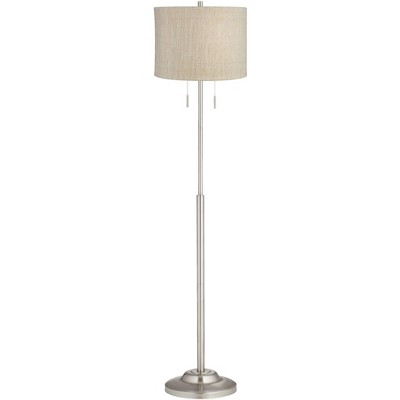 360 Lighting Modern Floor Lamp Thin Brushed Nickel Gold Silver Drum Shade for Living Room Reading Bedroom Office