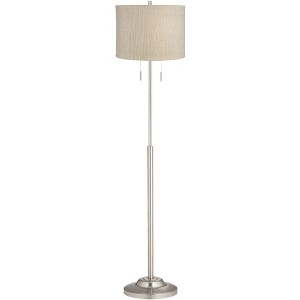 360 Lighting Abba Modern Floor Lamp Standing 66" Tall Brushed Nickel Silver Metal Gold Silver Drum Shade for Living Room Bedroom Office House Home - 1 of 4