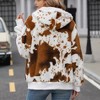 Women's Winter Coat Print Fuzzy Zip-Up Hooded Fashion Jacket,S,Brown - 3 of 4