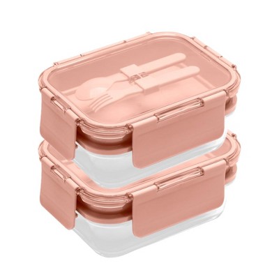Lexi Home 58.5 Oz. Deluxe 4-In-1 Double Layer Glass Bento Box