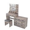 Retro Grey Particle Board with Textured Melamine Finish, 9-Drawer, 2-Tier Shelf, 1-Desktop Storage Dressing Table Set - 3 of 4