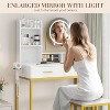 Adjustable Vanity Desk with Rotating Mirror and Storage Shelves, Makeup Table with Power Outlet, 2 Drawers, Stool, for Dressing Room - 3 of 4