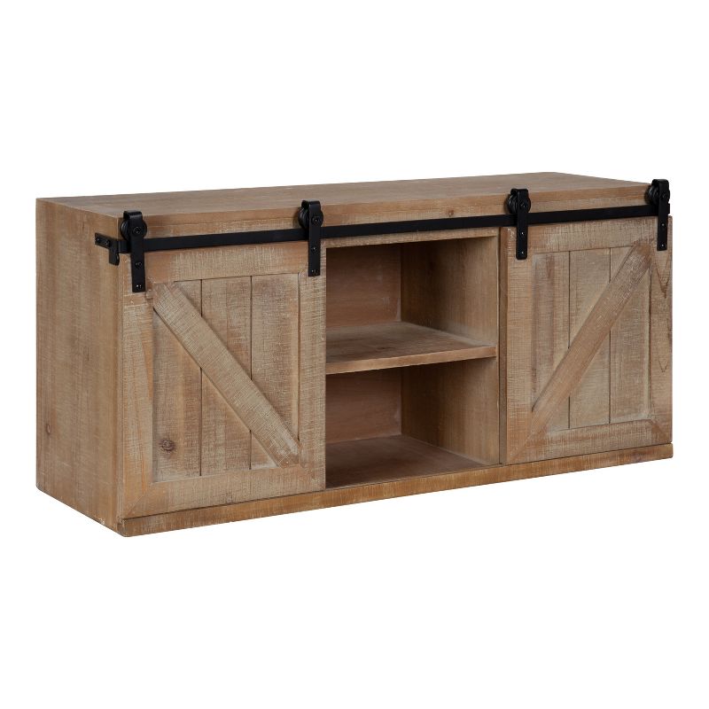 Kate and Laurel Cates Decorative Wood Wall Storage Cabinet with Sliding Barn Doors, 1 of 9