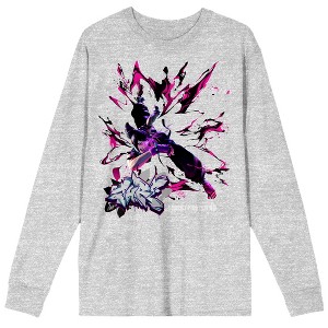 Street Fighter VI Juri Graffiti Name Crew Neck Long Sleeve Athletic Heather Adult Tee - 1 of 2