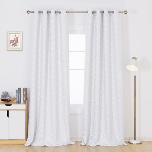 Deconovo Silver Geometric Grommet Curtains (2 Panels) - 1 of 4