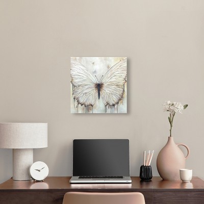 Neutral Beauty Butterfly Canvas Wall Art in Wooden Frame