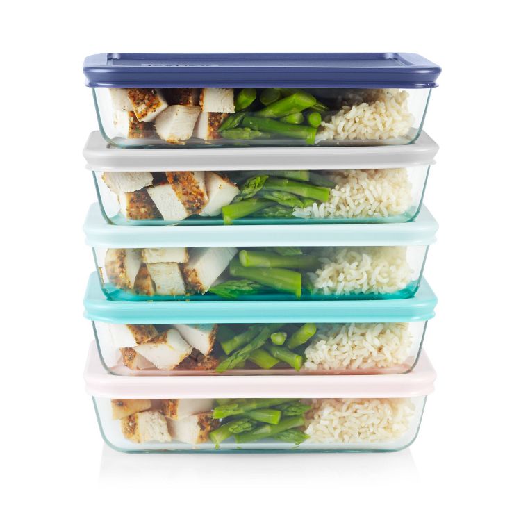 Pyrex 10pc Glass Meal Prep Set: Clear Glass Food Storage Containers with Plastic Lids, Dishwasher-Safe, 3 of 7
