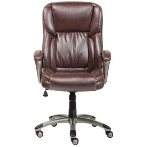 Work Executive Chair Biscuit Bonded Leather Brown - Serta