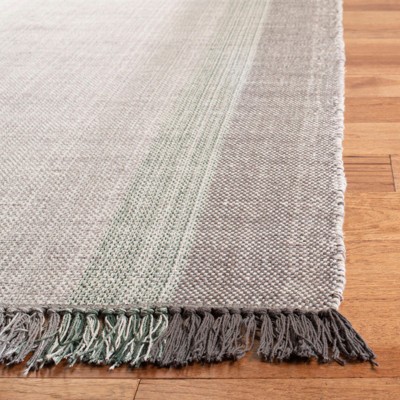 Montauk Green and Grey Handwoven Cotton Area Rug 5' x 8'