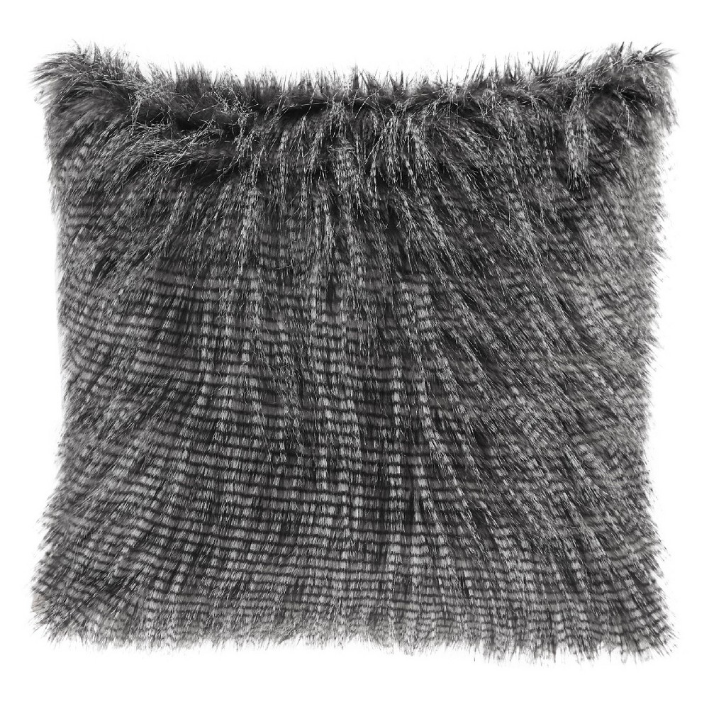 Photos - Pillow 20"x20" Oversize Adelaide Faux Fur Square Throw  Black - Madison Par