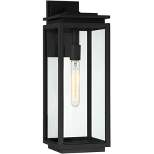 Possini Euro Design Atkins Modern Outdoor Wall Light Fixture Matte Black 21 1/4" Clear Glass for Post Exterior Barn Deck House Porch Yard Patio Home