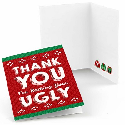 Big Dot of Happiness Ugly Sweater - Holiday and Christmas Party Thank You Cards (8 Count)