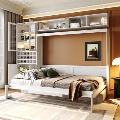 KIGFTSOD Murphy Bed Wall Bed with Sofa , Shelves USB & Light