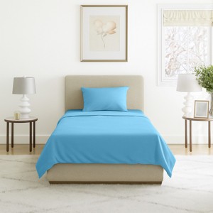 Hastings Home Sheet Set - Brushed Microfiber - Twin Size, 3 Pieces, Blue - 1 of 4