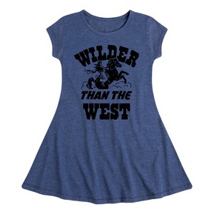 Girls' - Instant Message - Wilder Than The West Fit & Flair Cap Sleeve Graphic Dress - 1 of 4