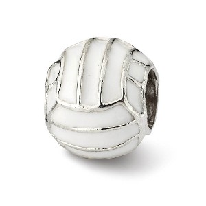 Black Bow Jewelry Sterling Silver and Enameled Volleyball Bead Charm - 1 of 4