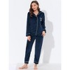Allegra K Women's Flannel Button Down Lounge Winter Long Sleeves Pajama Sets - 3 of 4