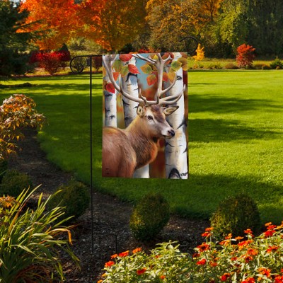 Forest Deer Autumn Leaves Polyester Garden Flag