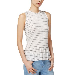 maison Jules Womens Peplum Knit Blouse, White, Large - 1 of 1