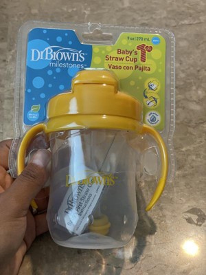 Dr. Brown's Milestones Baby's First Straw Cup, Training Cup with Weighted  Straw, Coral, 6m+