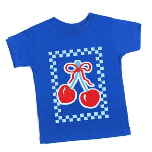 The Juniper Shop Patriotic Cherries Checkered Toddler Short Sleeve Tee - 1 of 4