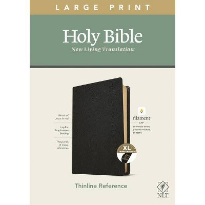 NLT Large Print Thinline Reference Bible, Filament Enabled Edition (Red Letter, Genuine Leather, Black, Indexed) - (Leather Bound)