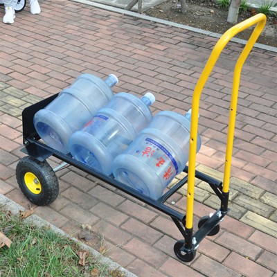 Convertible Hand Truck and Dolly with Flat-Free Solid Rubber Wheels,Black with Yellow Handle, For Moving Warehouse Garden Grocery