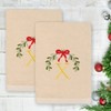 Linum Home Textiles Christmas MISTLETOE MONOGRAM - Embroidered Luxury 100% Turkish Cotton Hand Towels (Set of 2) - 2 of 3