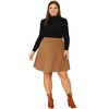 Agnes Orinda Women's Plus Size Corduroy Button Decor Elastic Waist A-Line Skirts - 3 of 4