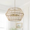 Modern Farmhouse Boho Pendant Light, Gold Metal Cage Chandelier for Bedroom Living Room Kitchen - 2 of 4