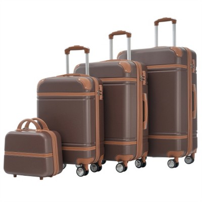 BEAFUP Hardshell Luggage Sets 4 Pieces 20"+24"+28" Luggages and Cosmetic Case Spinner Suitcase with TSA Lock Lightweight