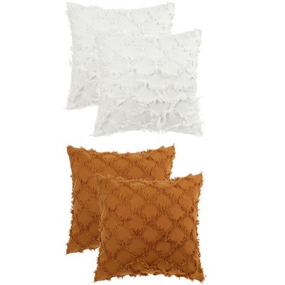 Unique Bargains Decorative Cozy Solid Color Cut Flower Checkered Throw Pillow Covers 4 Pcs