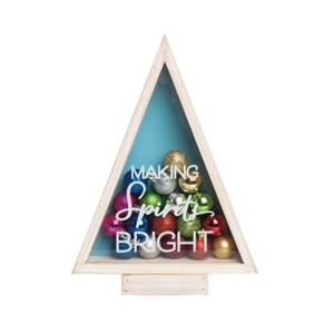 Transpac Wood 11.75 in. Multicolored Christmas Holiday Ornament Shadow Box Decor - 1 of 4