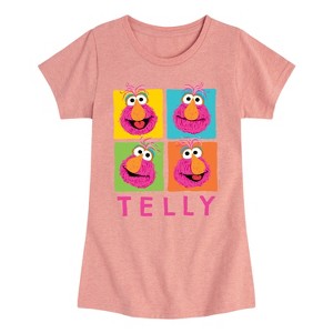 Girls' - Sesame Street - Telly Grid Fitted Short Sleeve Graphic T-Shirt - 1 of 4