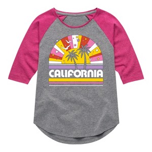 Girls' - Instant Message - California Sunset Shirt Tail Raglan Graphic T-shirt - 1 of 4