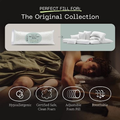 Coop Home Goods Original Memory Foam Pillow Refill, Medium Density- 1/2LB - Extra Oomph - GREENGUARD Gold and CertiPUR-US certified