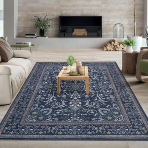 Acekool Washable Area Rug, Vintage Boho Floral, Non-Slip Low Pile Carpet for Living Room, Bedroom, Nursery, Playroom, Dining Room - 1 of 4