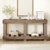 62.9" Farmhouse Entryway Console Table with Storage Shelf, Solid Fir Wood  Hallway Table with Metal Rivet Accents for Living Room - Panipeachy - 3 of 4