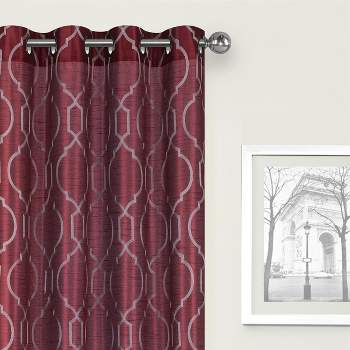 Kate Aurora 2 Pack Embroidered Trellis Semi Sheer Grommet Curtains