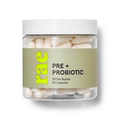 Rae Pre + Probiotic 30 Day Supply Dietary Supplement Capsules for Gut Health - 60ct