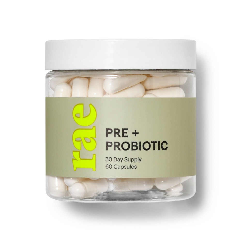 Rae Pre + Probiotic Dietary Supplement Capsules for Gut Health 60ct
