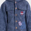 Toddler Boys' Marvel Spider-Man Knit Denim Button-Up Hoodie Jacket - Blue - 2 of 4