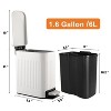 LunaLulinlk White Stainless Steel 1.6 Gallon Bathroom Trash Can with Lid, Small Trash Can - 3 of 4