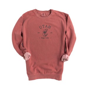 Simply Sage Market Embroidered Utah Sego Flower Garment Dyed Sweatshirt - 1 of 4